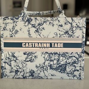 CASTRAINH TADE PARIS Blue and White Women’s Tote Bag NWOT
